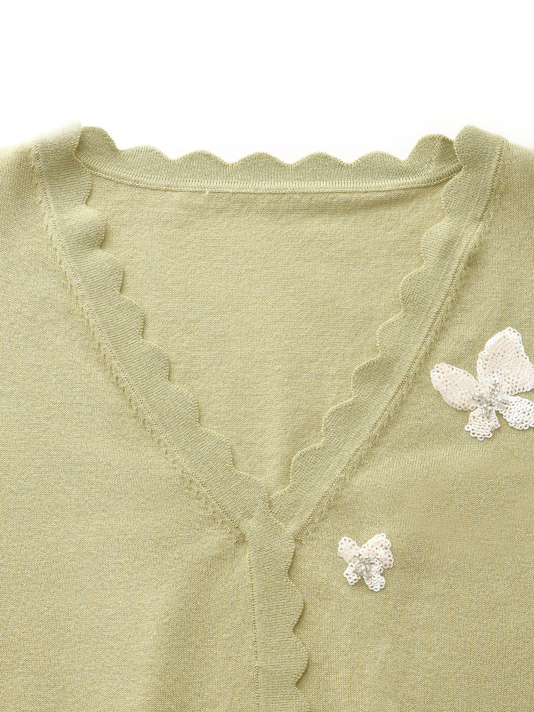 Tencel Karışımlı Kelebek İşlemeli Kadın Örgü Üst