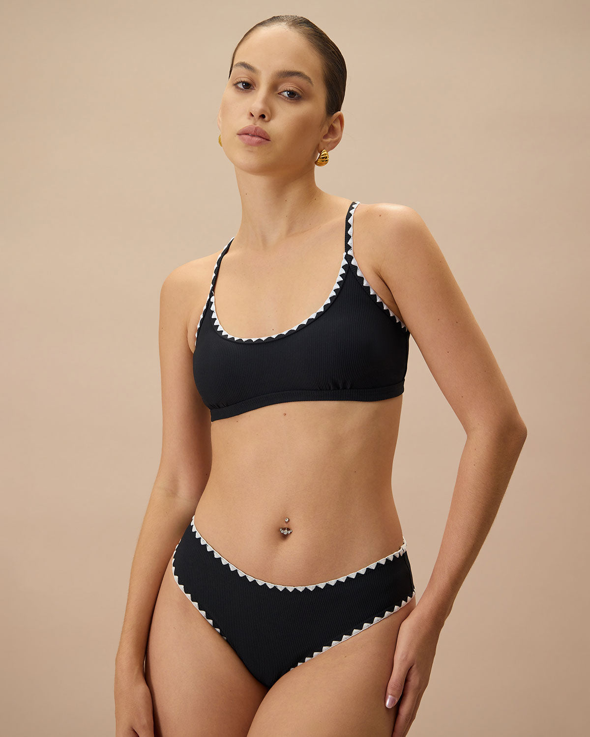 Sueña™ Siyah Kontrast Fitilli Bikini Altı