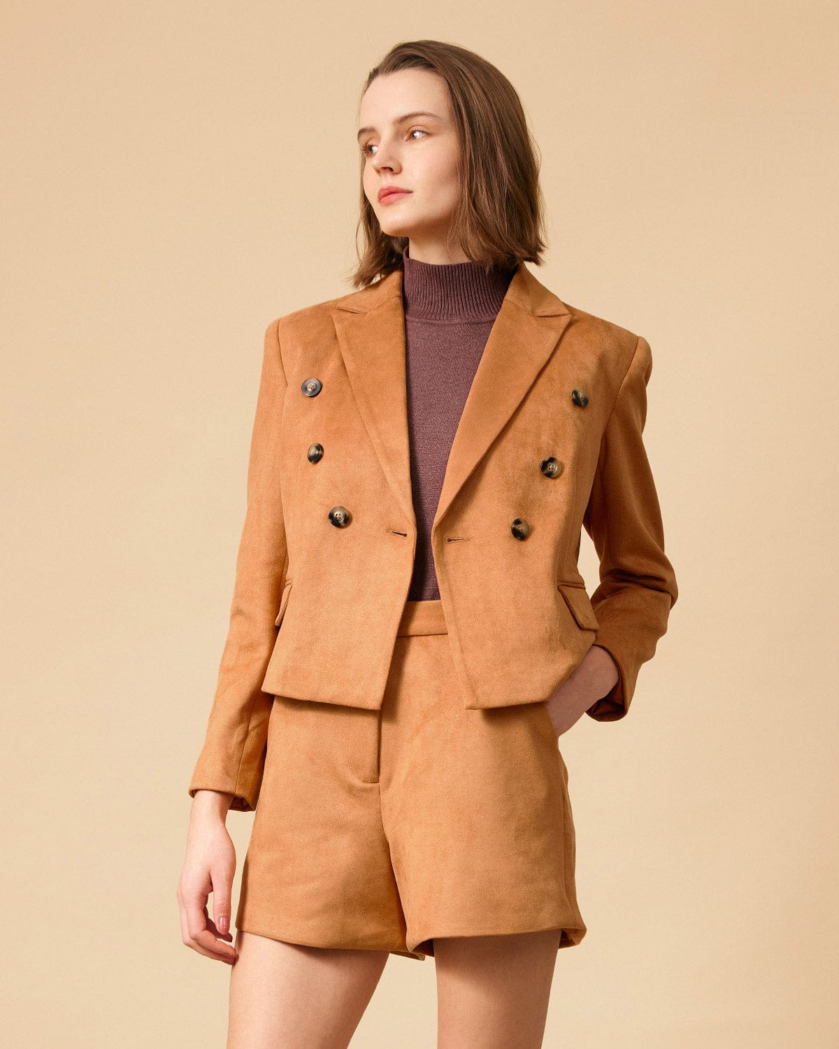 Sueña™ Yakalı Düğmeli Süet Blazer