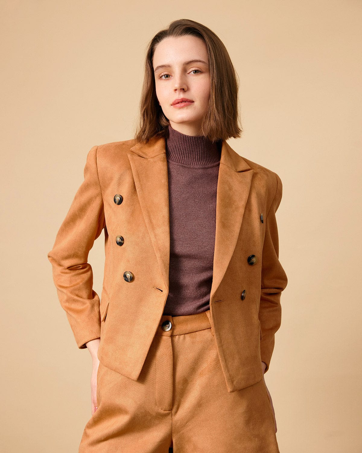 Sueña™ Yakalı Düğmeli Süet Blazer