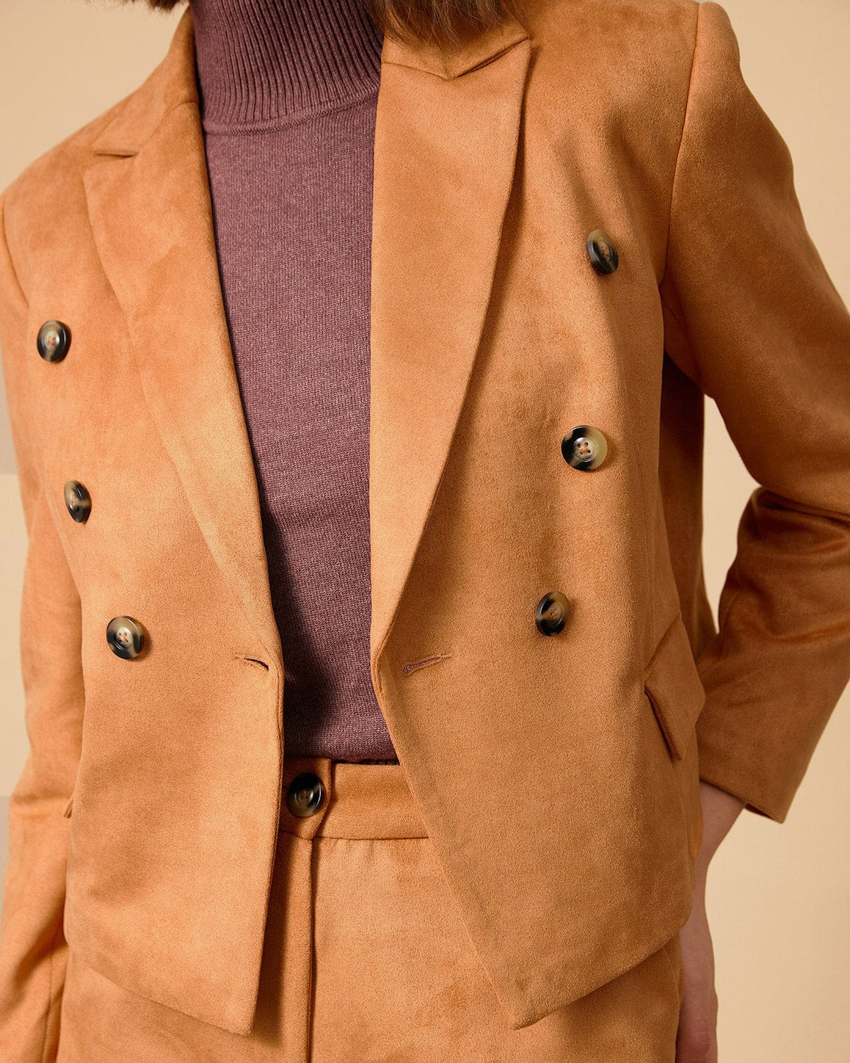 Sueña™ Yakalı Düğmeli Süet Blazer