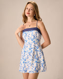 Sueña™ Kadın Mavi Çiçekli Slip Mini Elbise