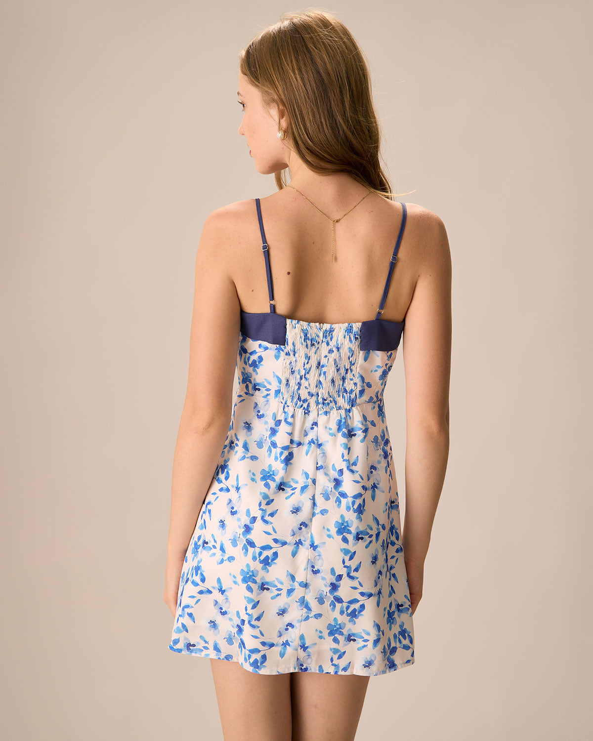Sueña™ Kadın Mavi Çiçekli Slip Mini Elbise