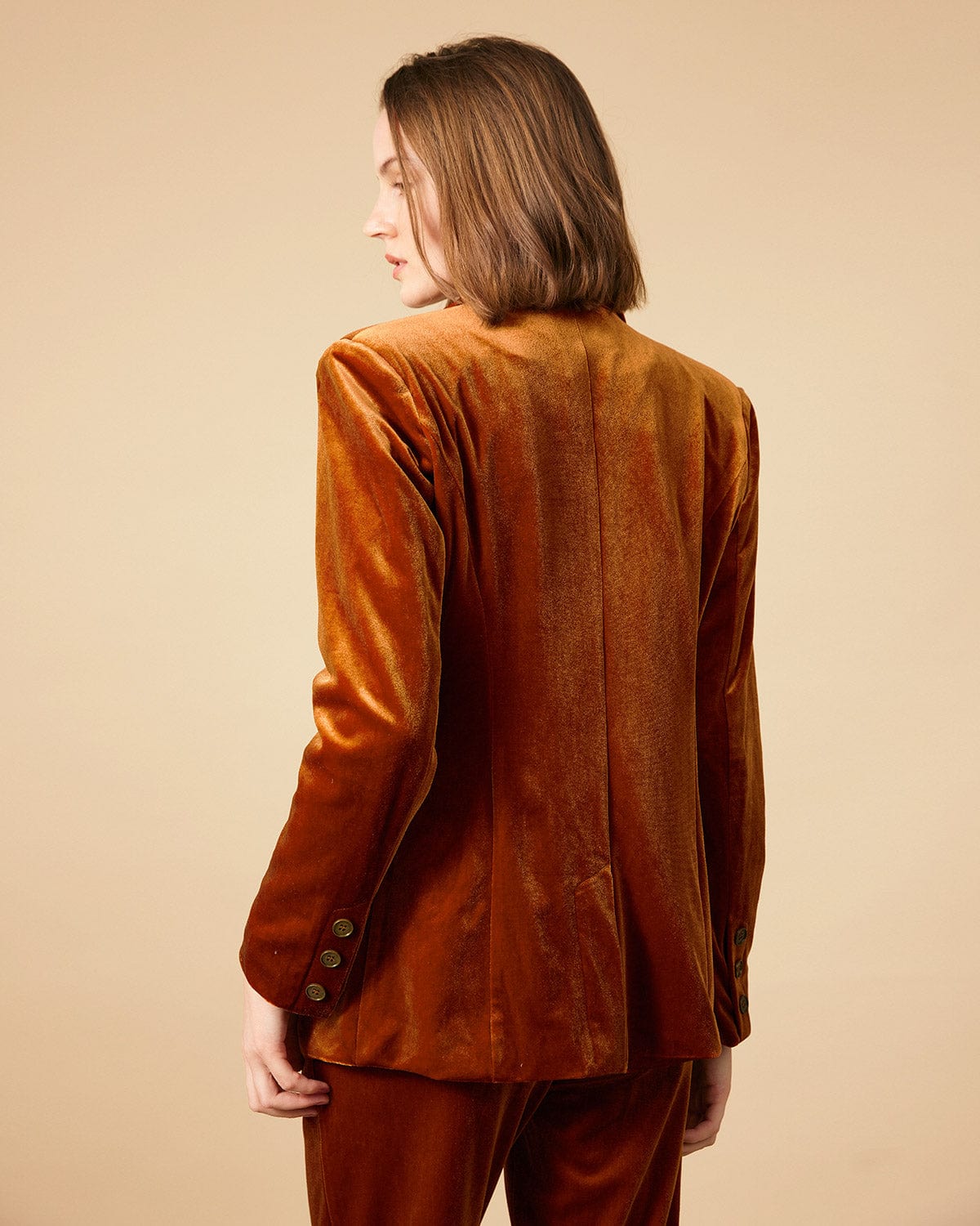 Sueña™ Yakalı Kruvaze Kadife Blazer