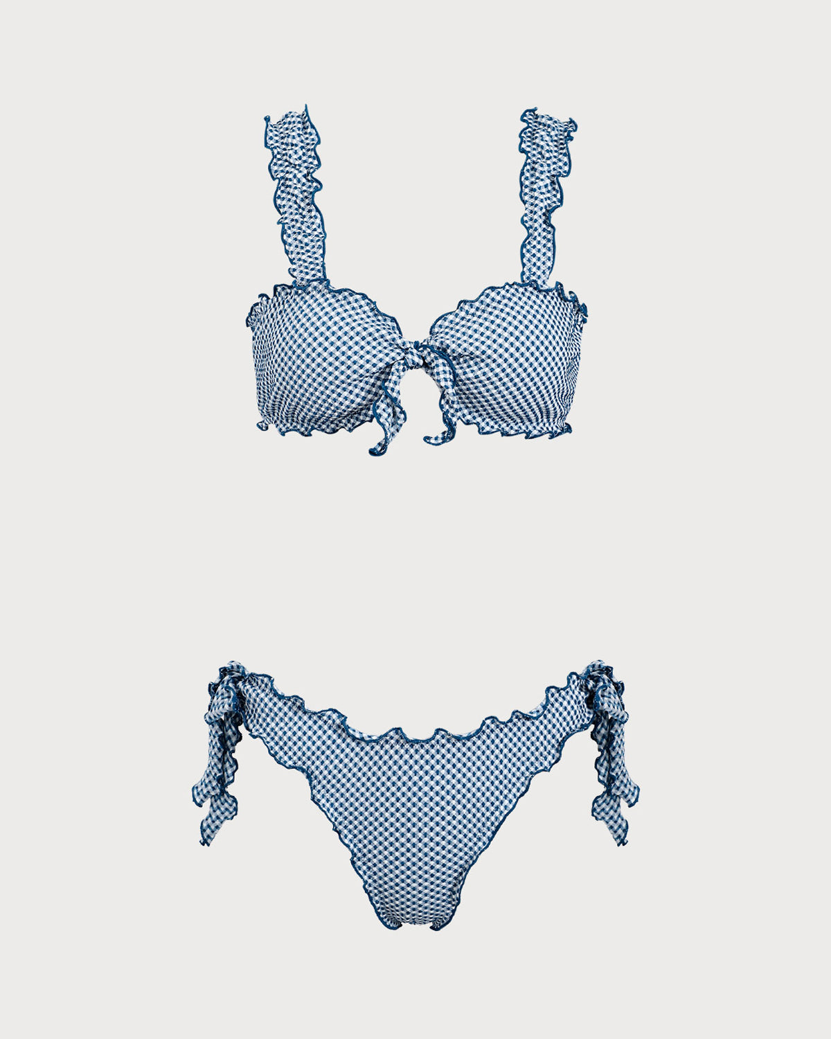 Sueña™ Mavi Ekose Düğümlü Bikini Takımı