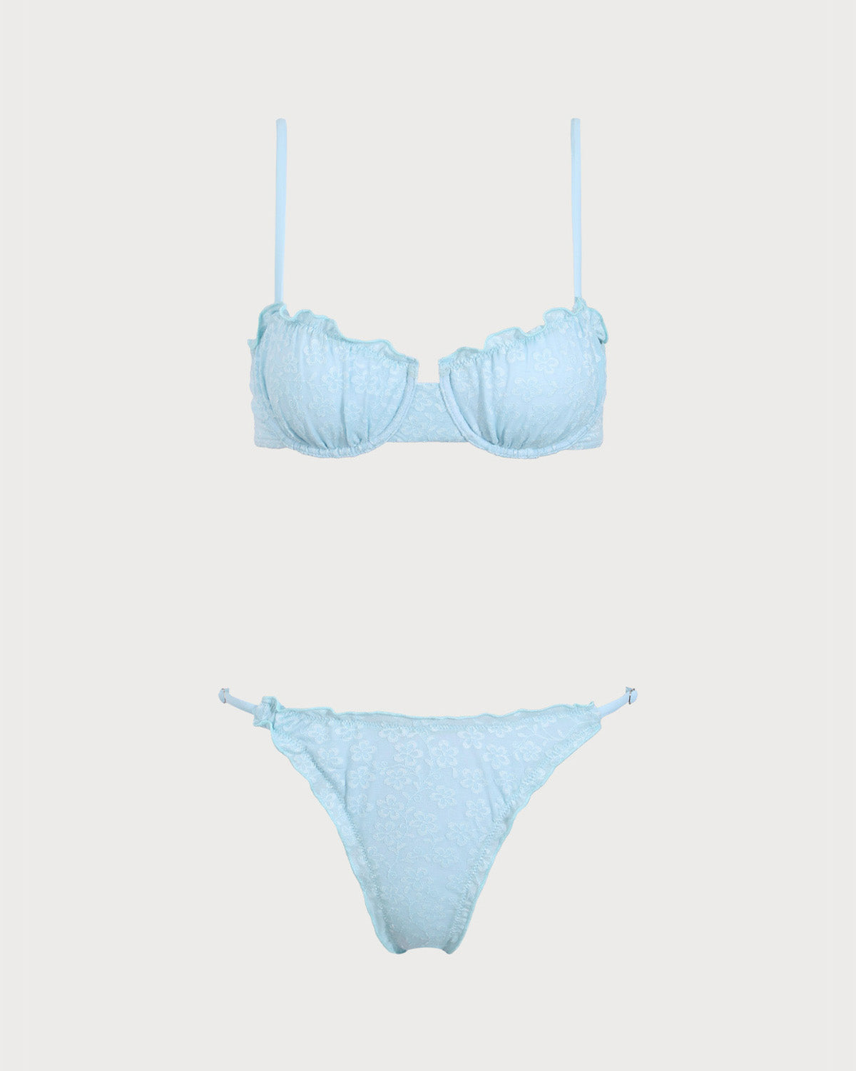 Sueña™ Mavi Fırfırlı Çiçek Balenli Bikini Takımı