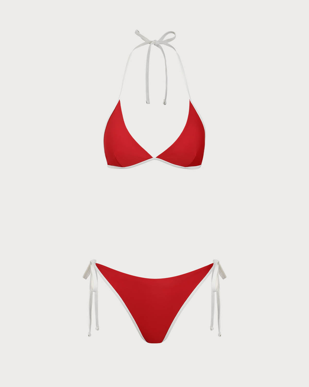 Sueña Kırmızı Kontrastlı Boyundan Bağlamalı Üçgen Bikini Takımı