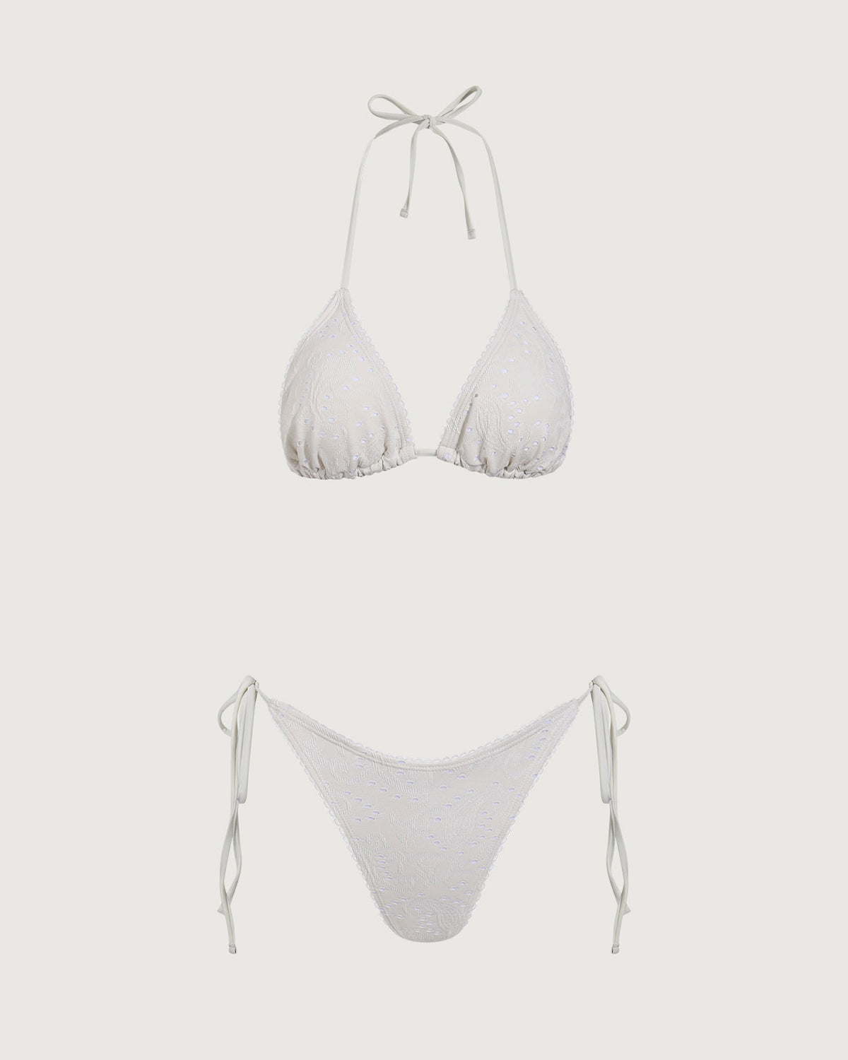 Sueña™ Beyaz Dokulu Üçgen Bikini Takımı