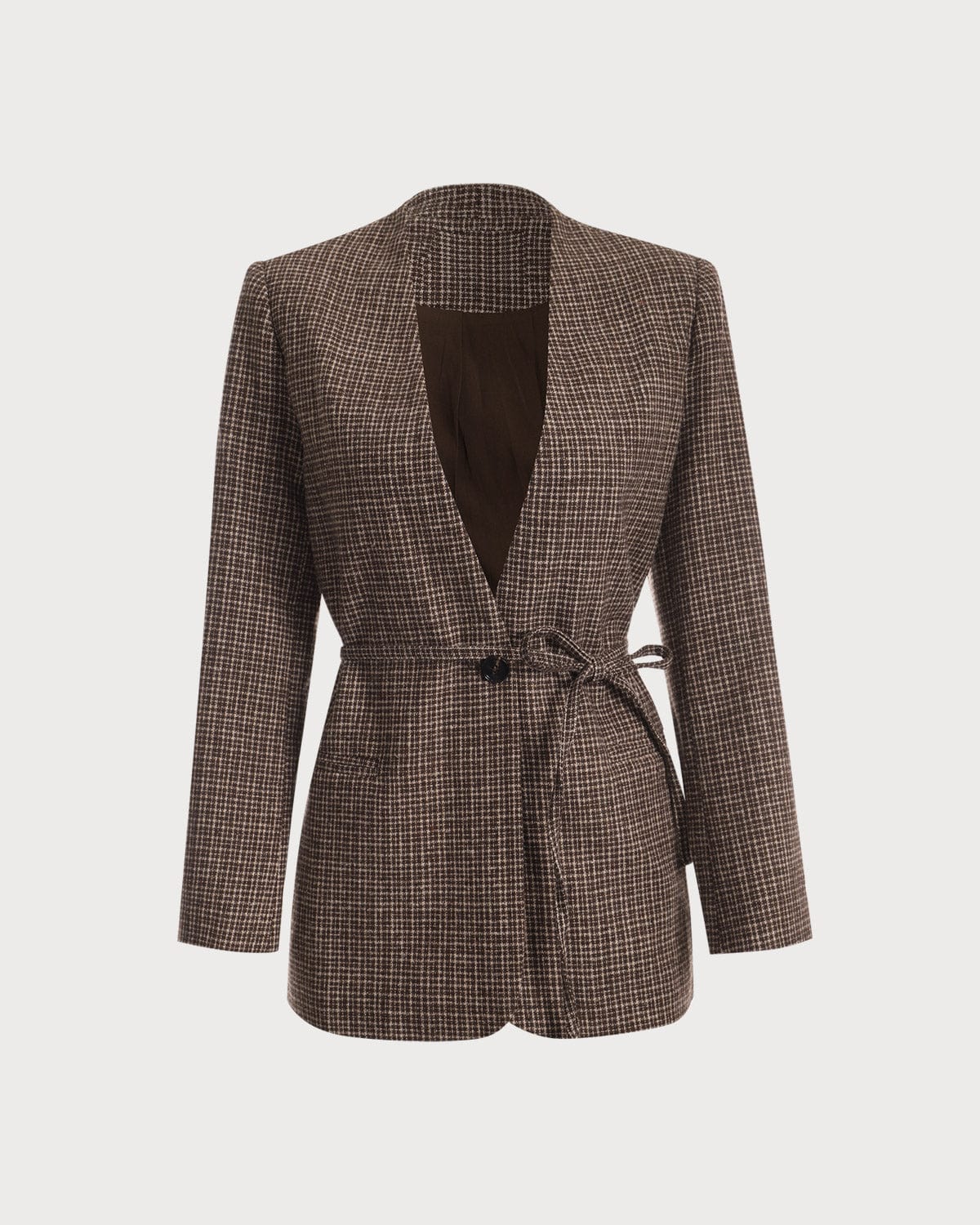 Sueña™ V Yaka Ekose Tek Düğme Blazer