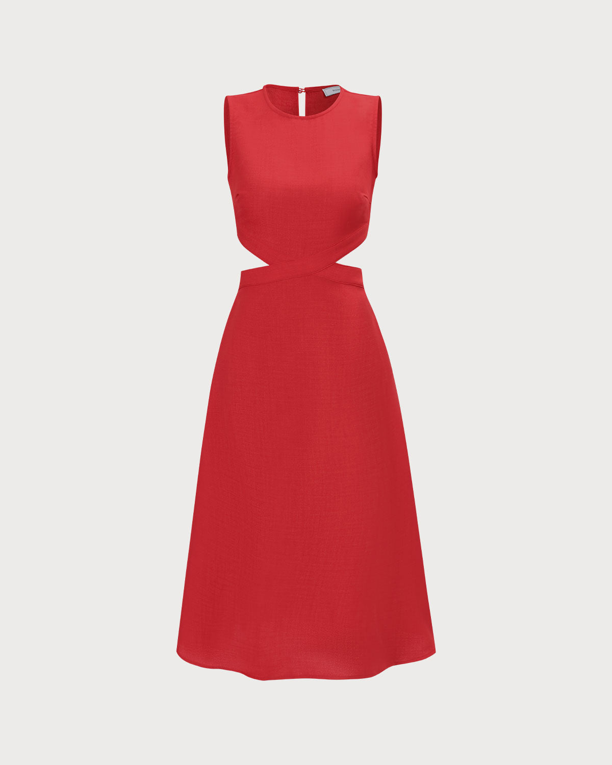 Sueña Kırmızı Yuvarlak Yaka Cut-Out Midi Elbise