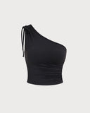 Sueña™ Siyah Tek Omuz Yoga Atlet