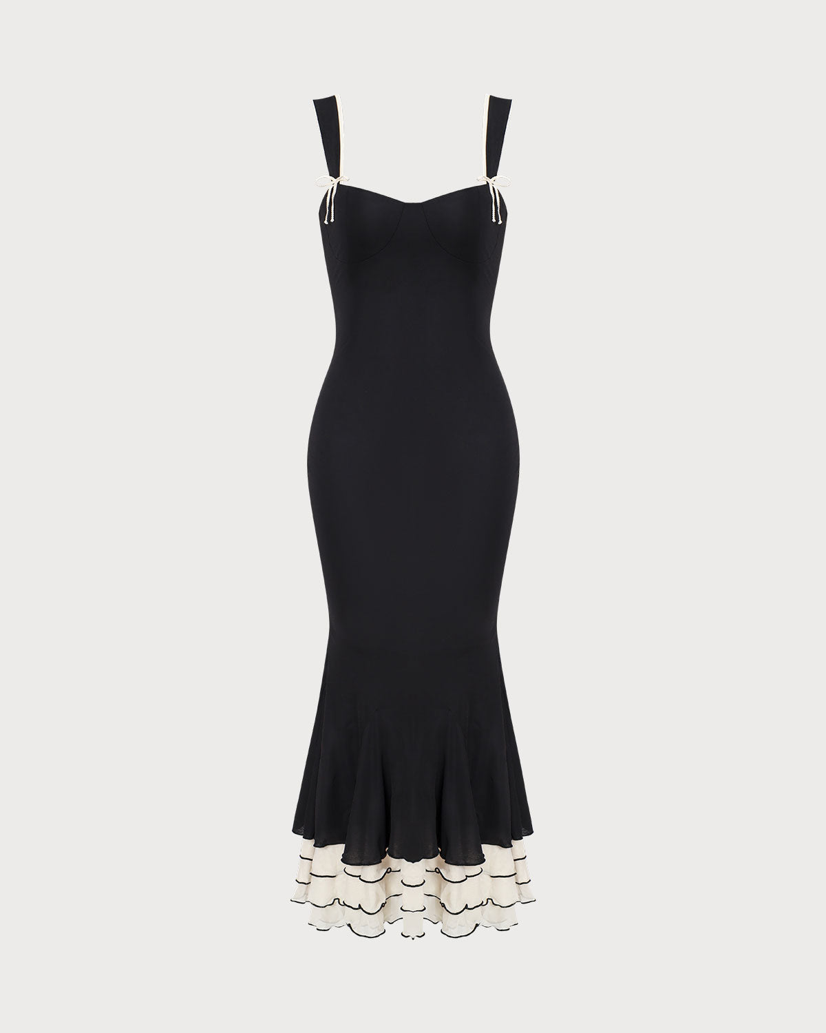 Sueña Siyah Kalp Yaka Bodycon Slip Maxi Elbise