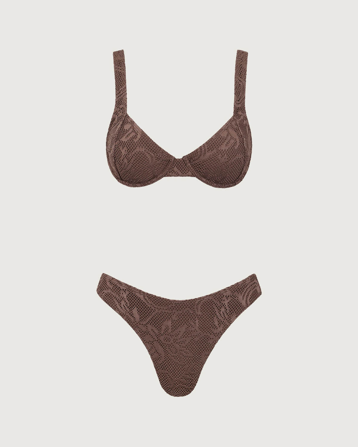 Sueña™ Kahverengi File Balenli Bikini Takımı