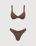 Sueña™ Kahverengi File Balenli Bikini Takımı