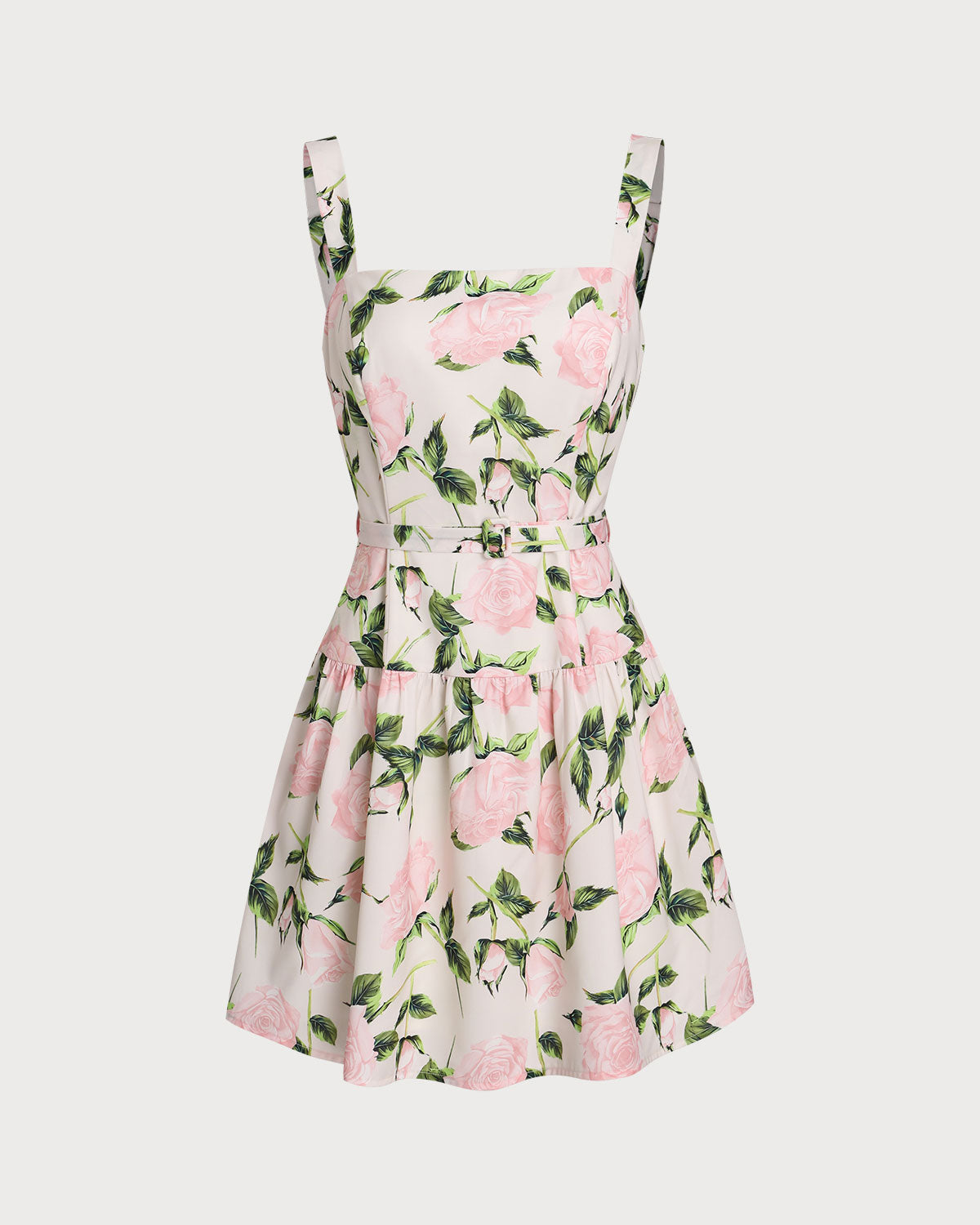 Sueña Pembe Çiçekli Dantelli Kuşaklı Slip Mini Elbise