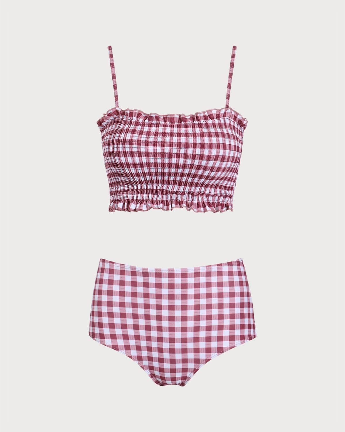 Sueña™ Kırmızı Ekose Bandeau Bikini Seti