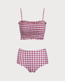 Sueña™ Kırmızı Ekose Bandeau Bikini Seti