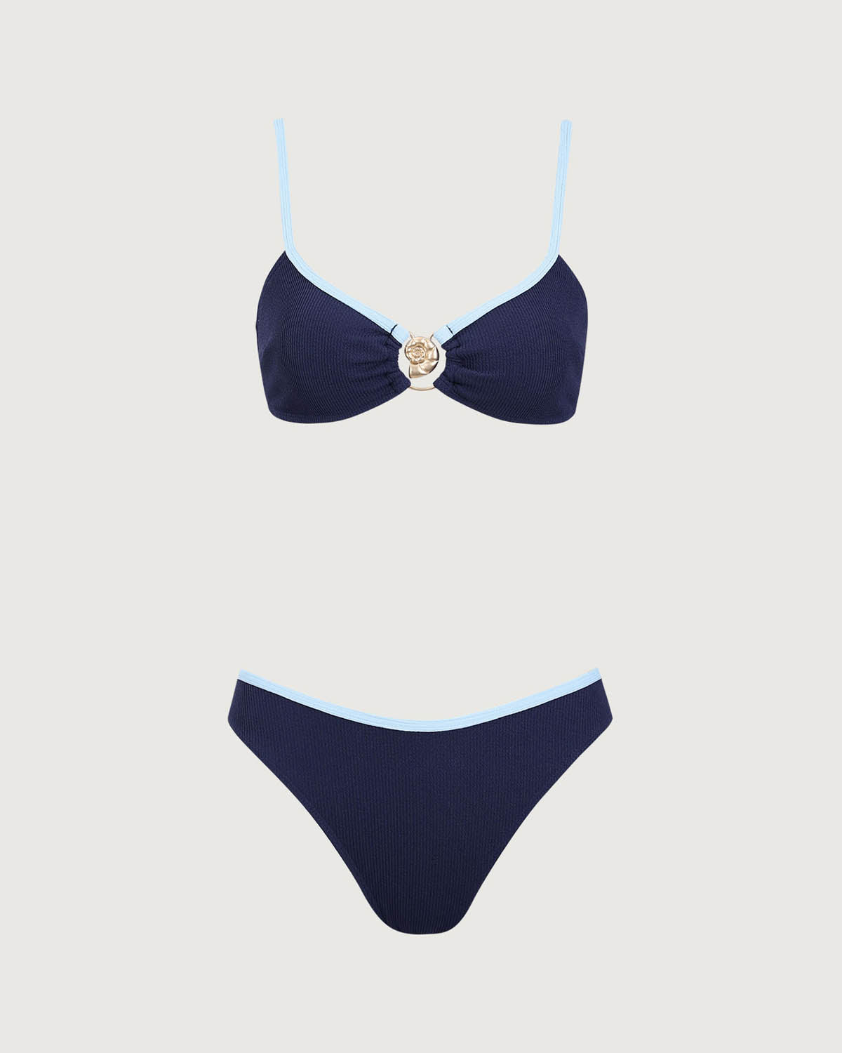 Sueña™ Mavi Kontrast Dokulu Bikini Takımı