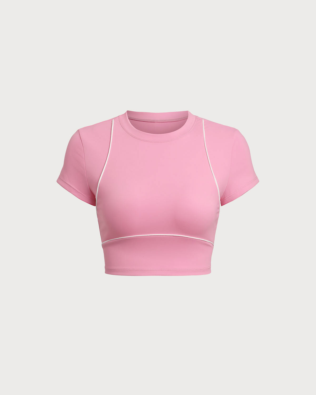 Sueña™ Pembe Yuvarlak Yaka Kısa Kollu Yoga Üstü - Hafif Destek