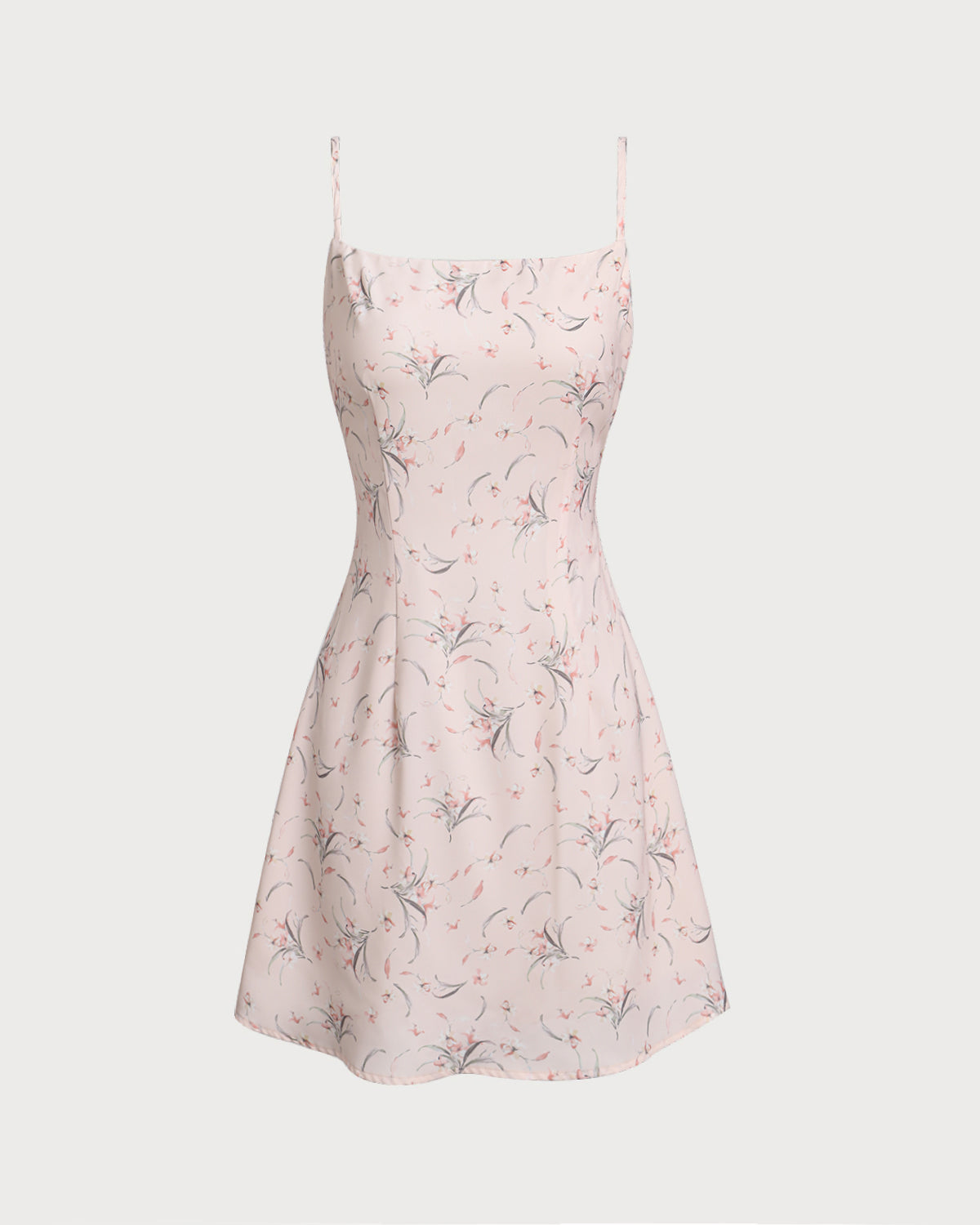 Sueña™ Pembe Çiçekli A Kesim Slip Mini Elbise