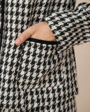 Siyah Tek Sıralı Cepli Tweed Ceket