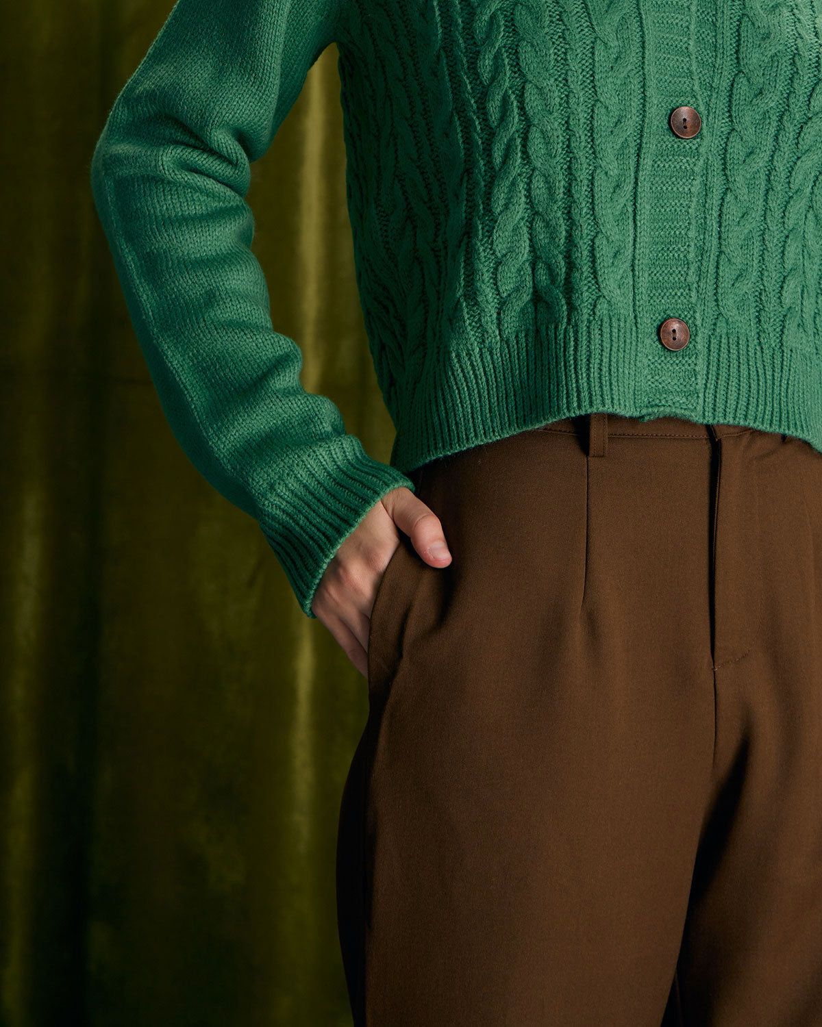 Sueña™ The Coffee Button Eğimli Cepli Düz Pantolon