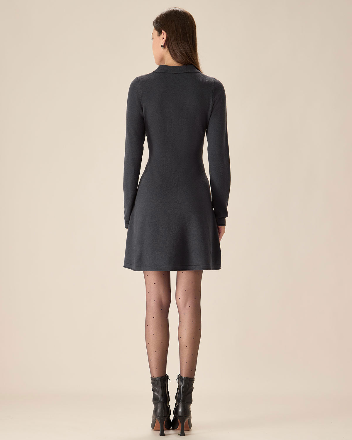 Sueña™ Gri Piliseli Kazak Mini Elbise