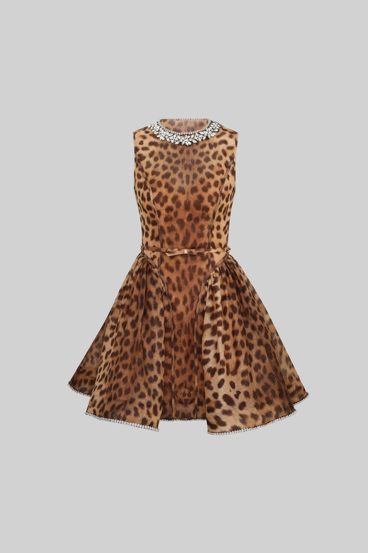 Bodice ve Mücevherli Yaka ile Zarif Desenli Elbise