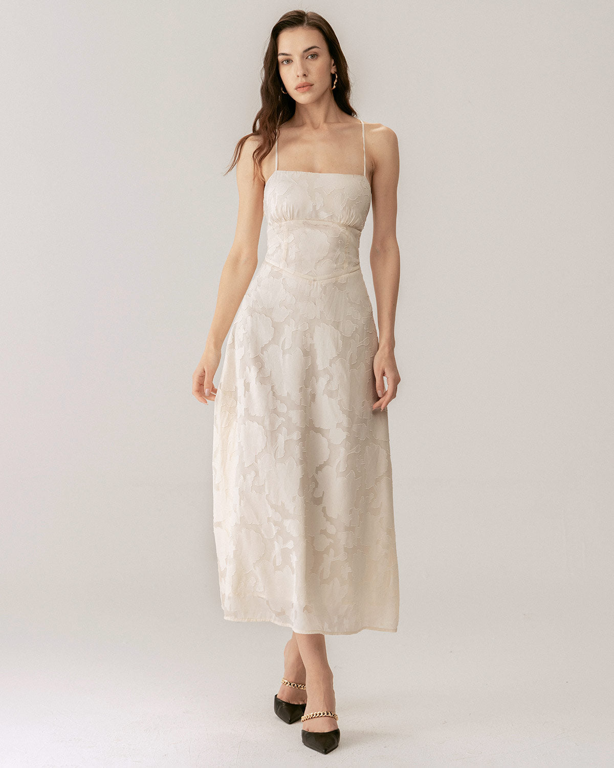 Sueña Kayısı Jakarlı Korse Slip Maxi Elbise