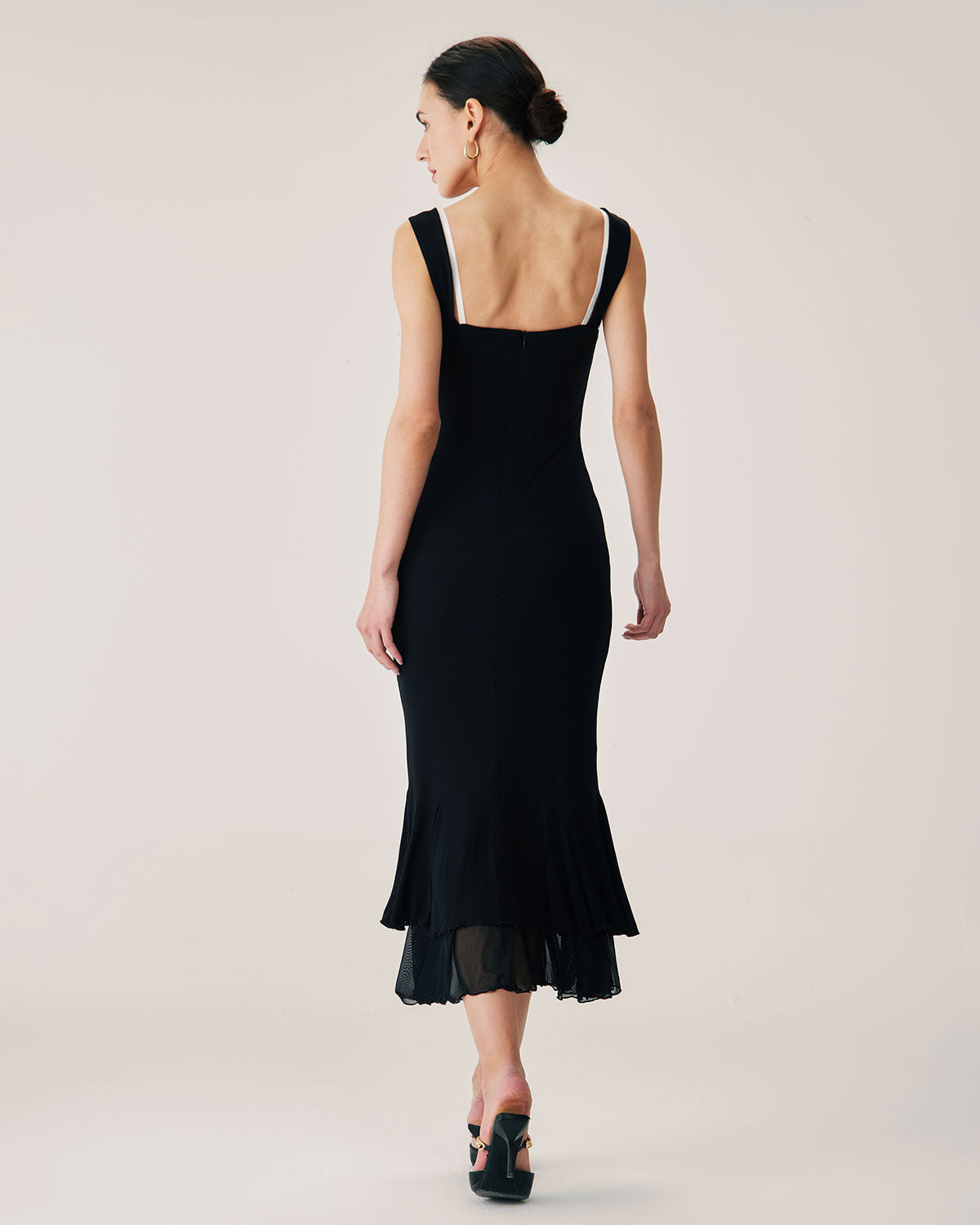Sueña Siyah Bodycon Slip Maxi Elbise