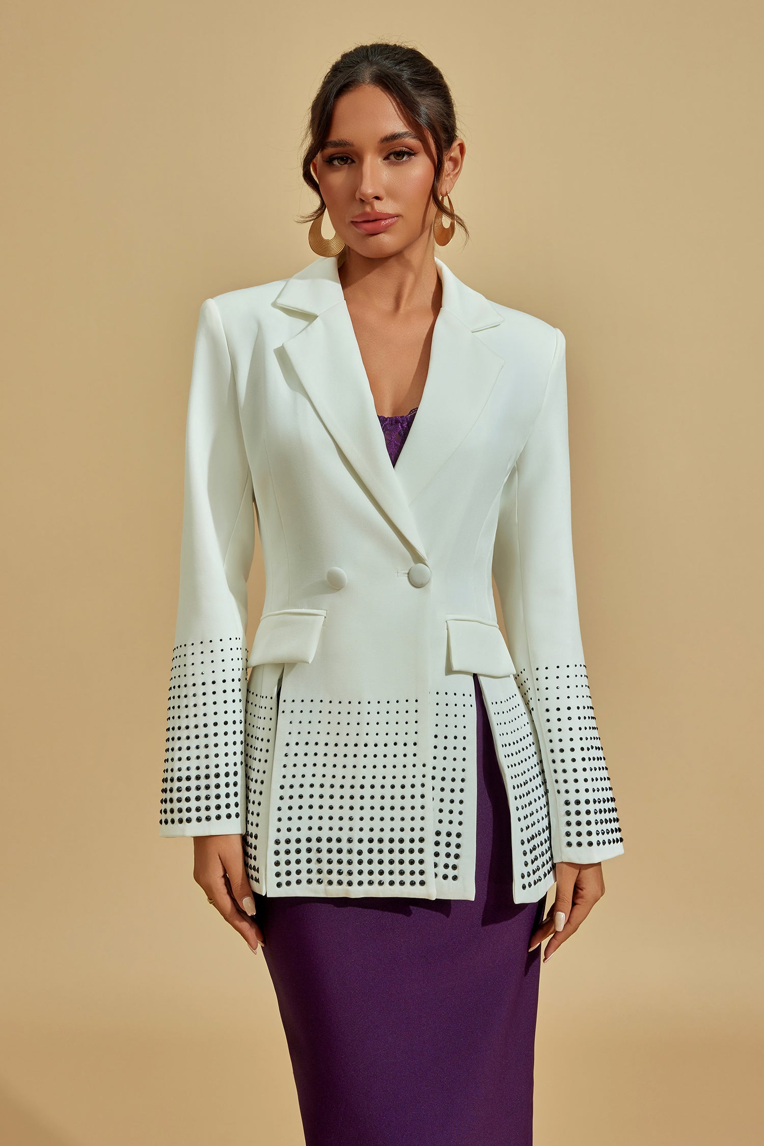 Beyaz Süslemeli Blazer