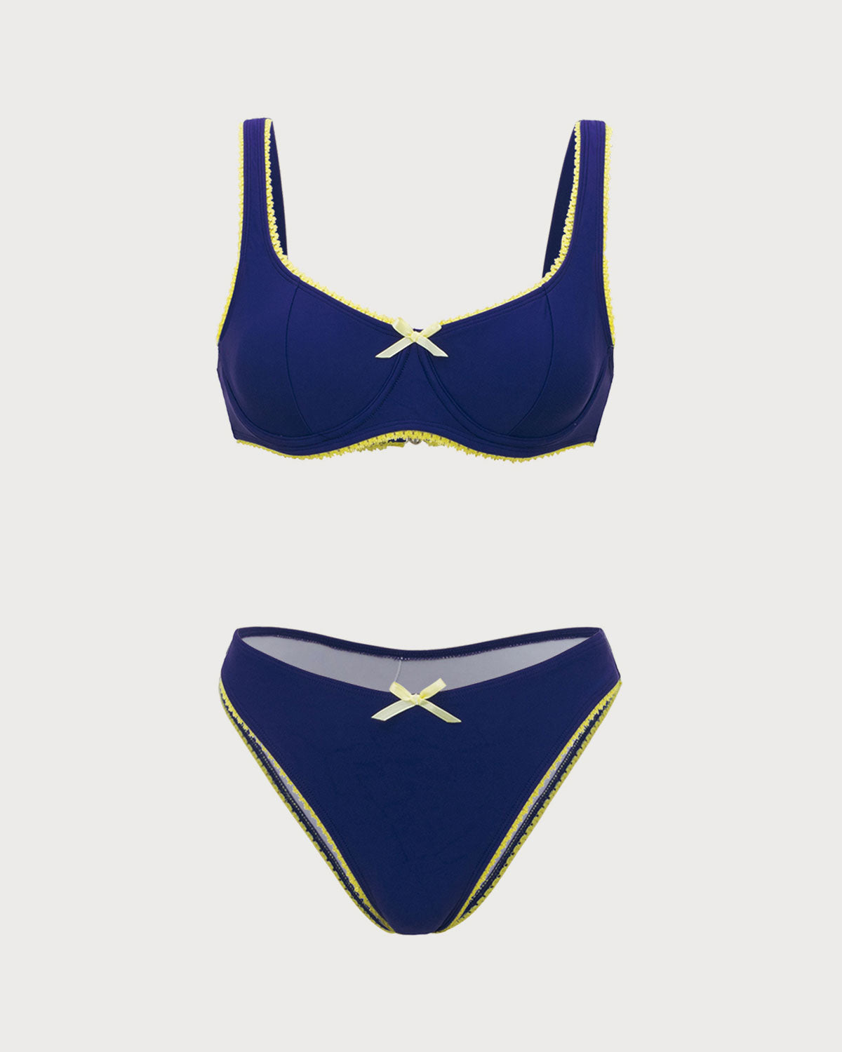 Sueña™ Mavi Dantelli Kontrast Balenli Bikini Takımı