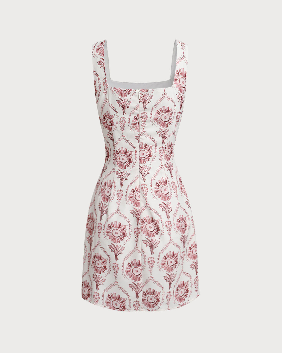 Sueña Pembe Kare Yaka Çiçek Slip Mini Elbise