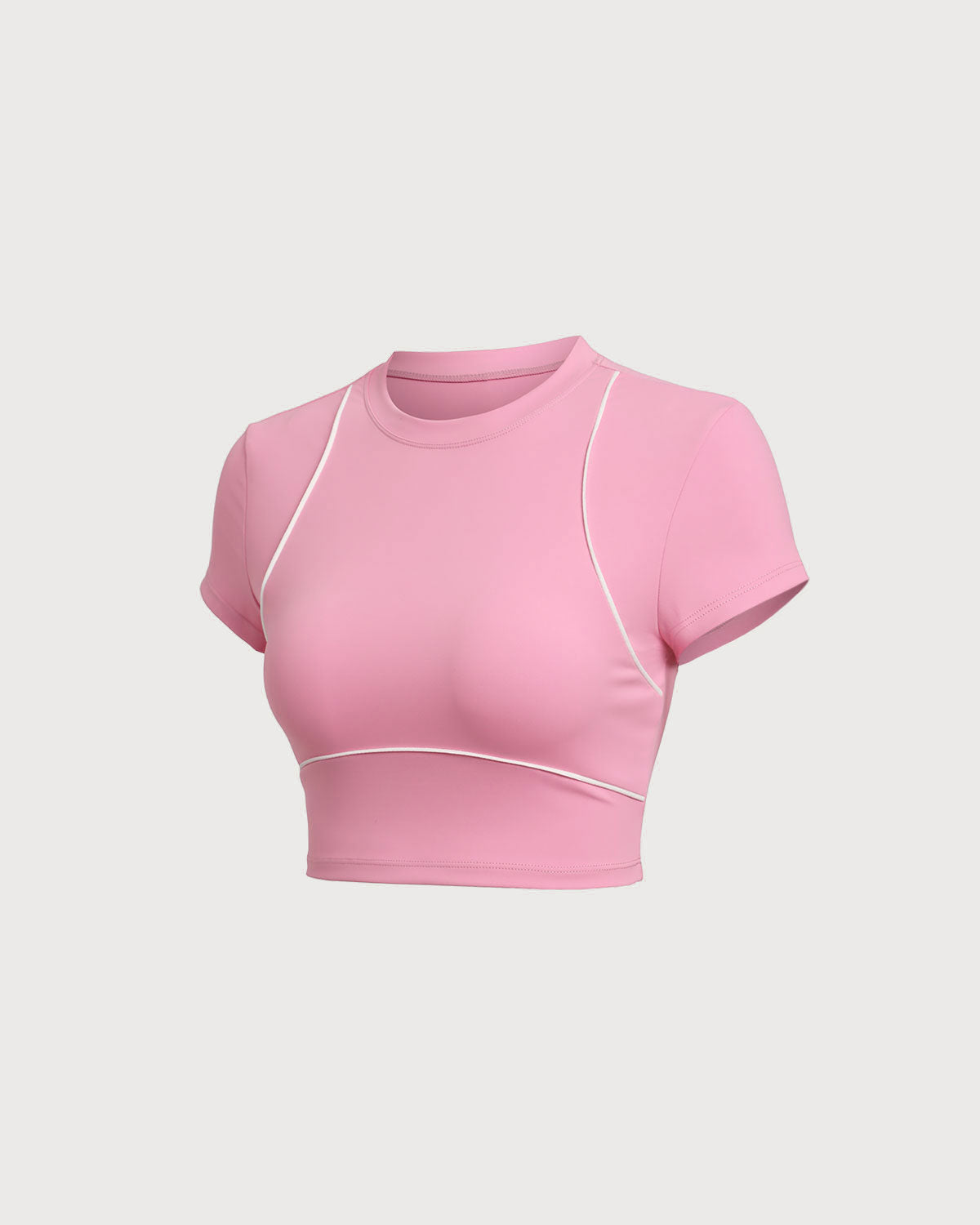 Sueña™ Pembe Yuvarlak Yaka Kısa Kollu Yoga Üstü - Hafif Destek