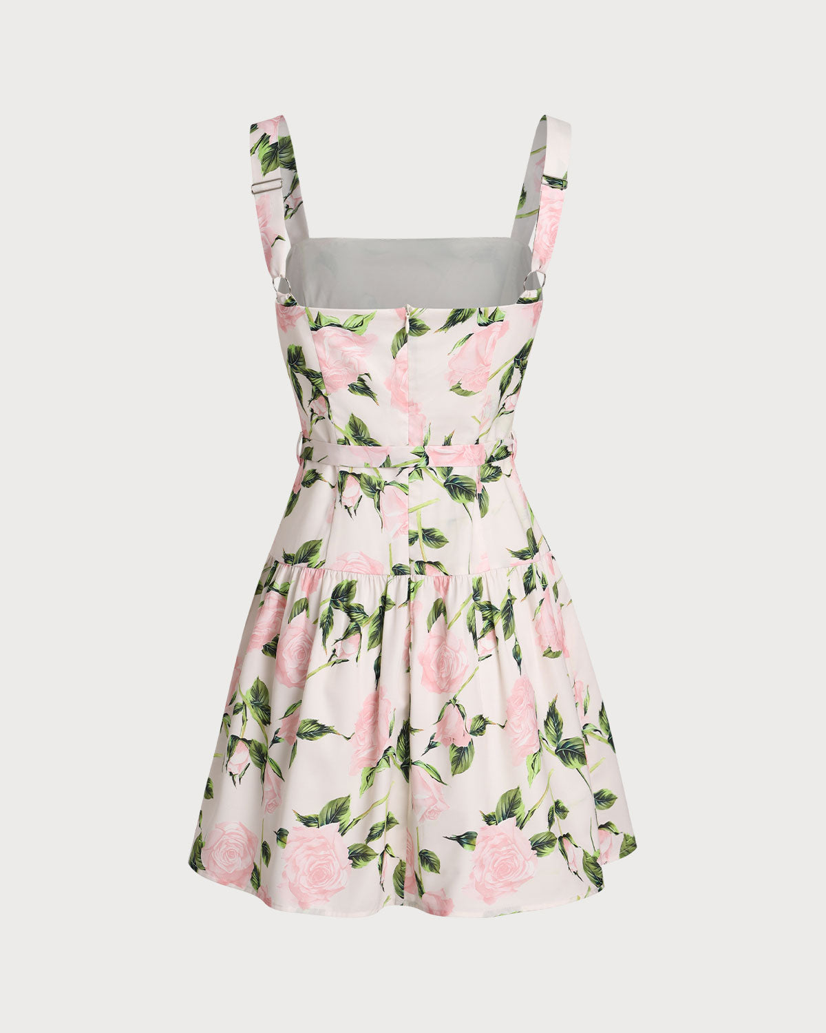 Sueña Pembe Çiçekli Dantelli Kuşaklı Slip Mini Elbise