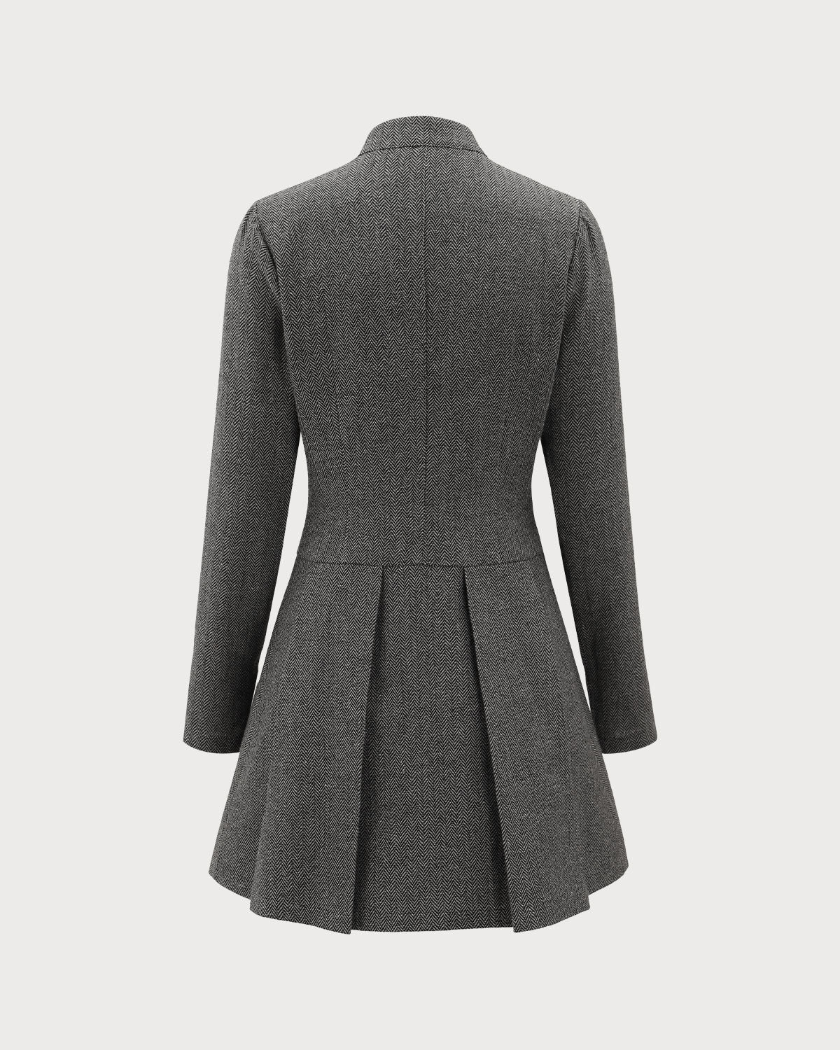 Sueña™ Gri Düğmeli Piliseli Mini Elbise