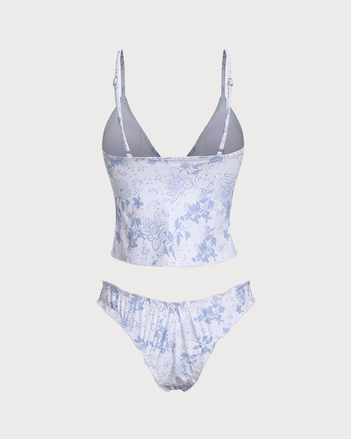 Sueña™ Mavi Çiçekli Önden Bağcıklı Tankini Takımı