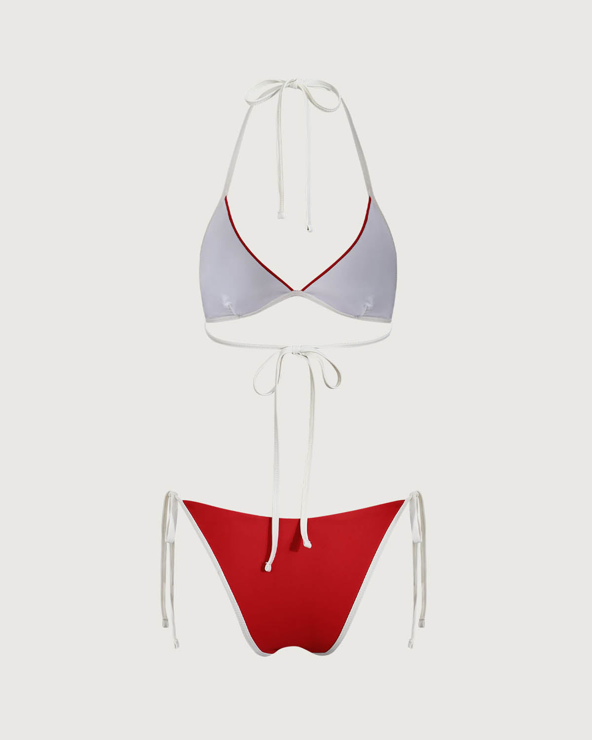 Sueña Kırmızı Kontrastlı Boyundan Bağlamalı Üçgen Bikini Takımı