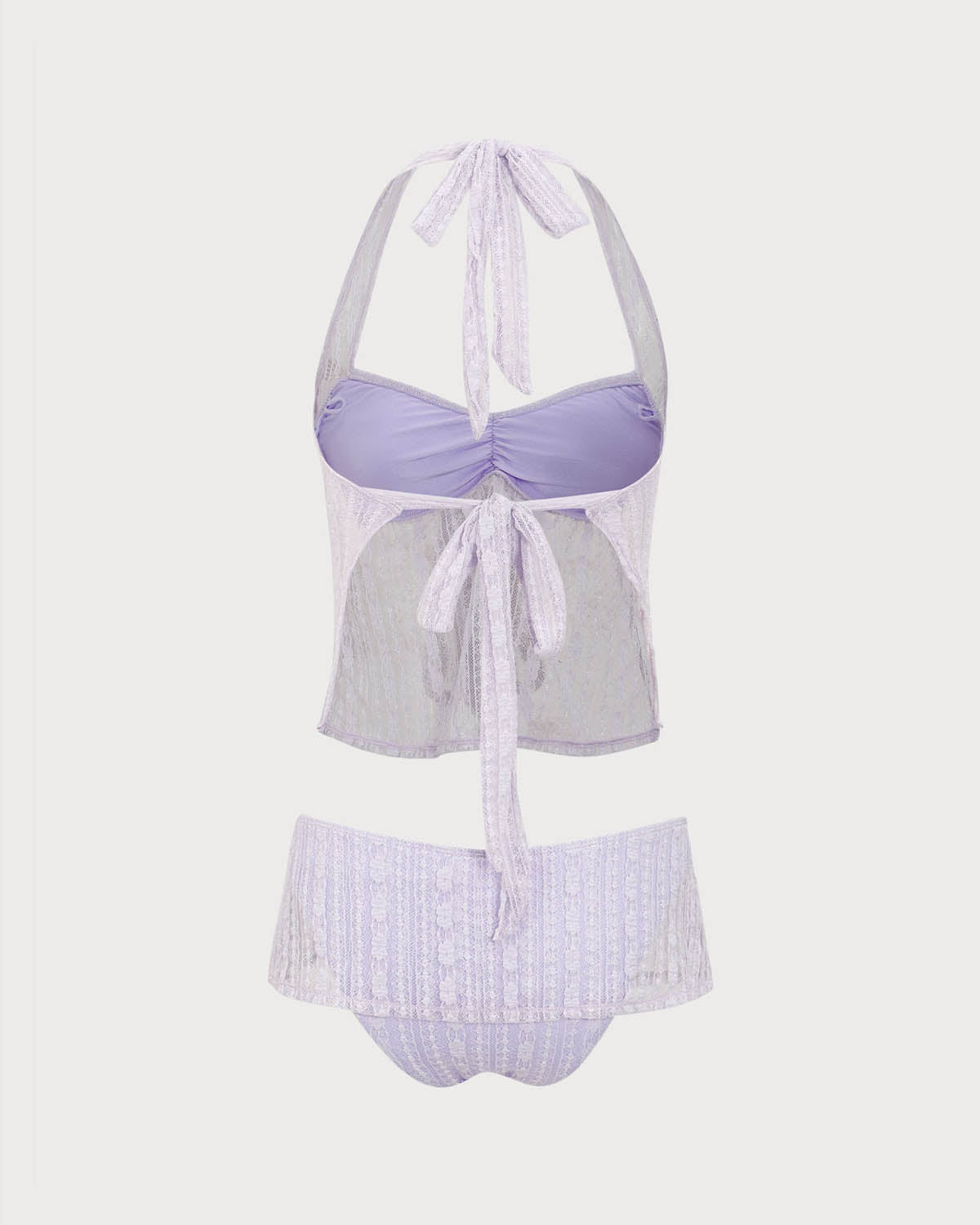 Sueña™ Mor Dantelli Boyundan Bağlamalı Tankini Mayo