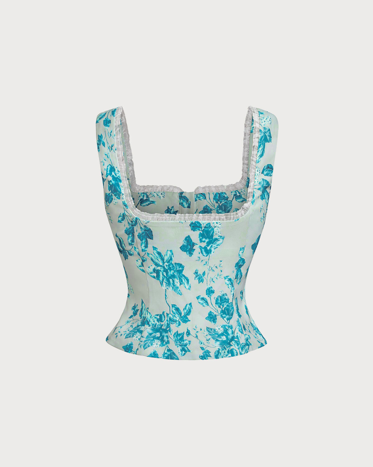 Sueña™ Mavi Çiçekli Kare Tank Top