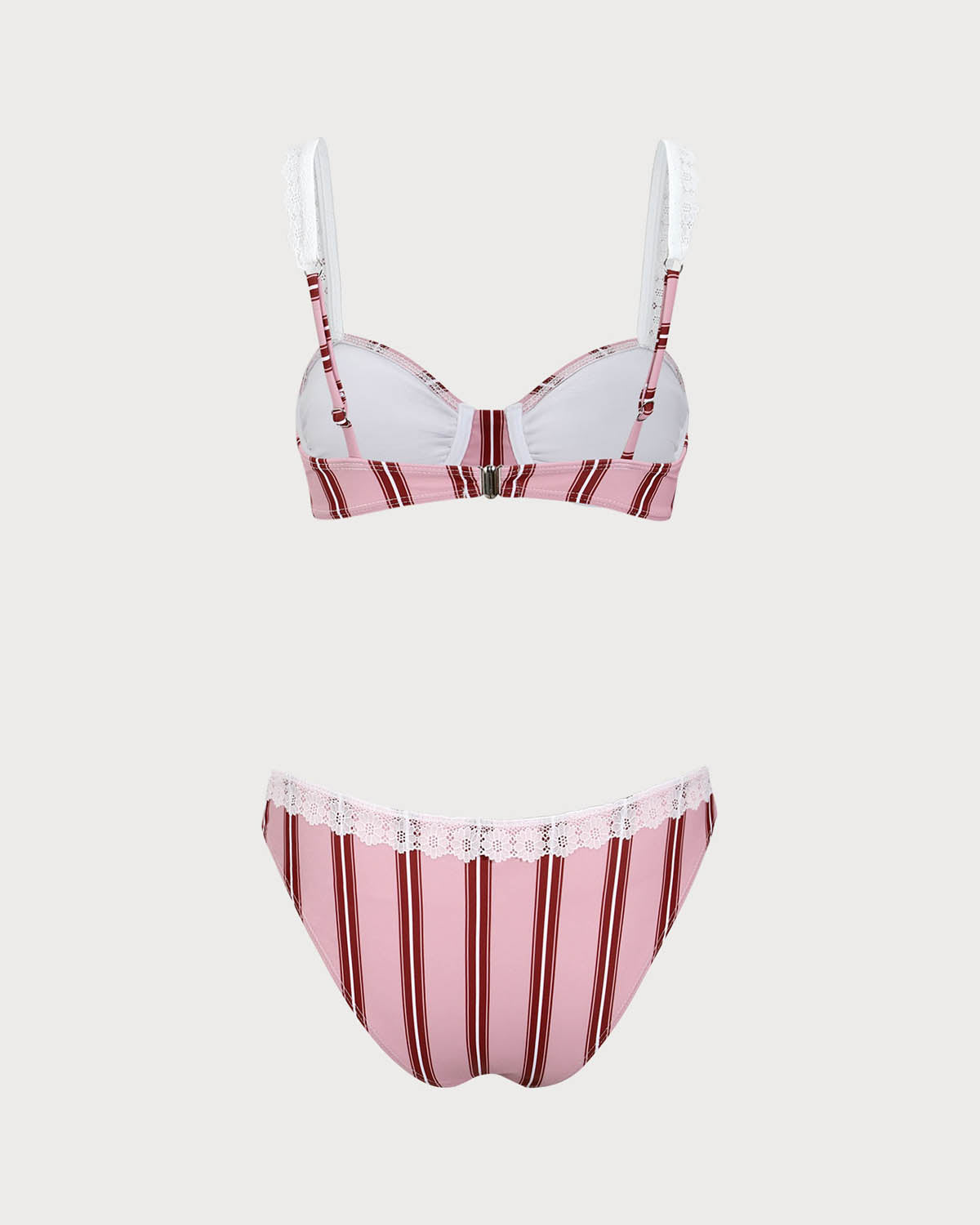 Sueña™ Pembe Çizgili Balenli Dantel Bikini Takımı