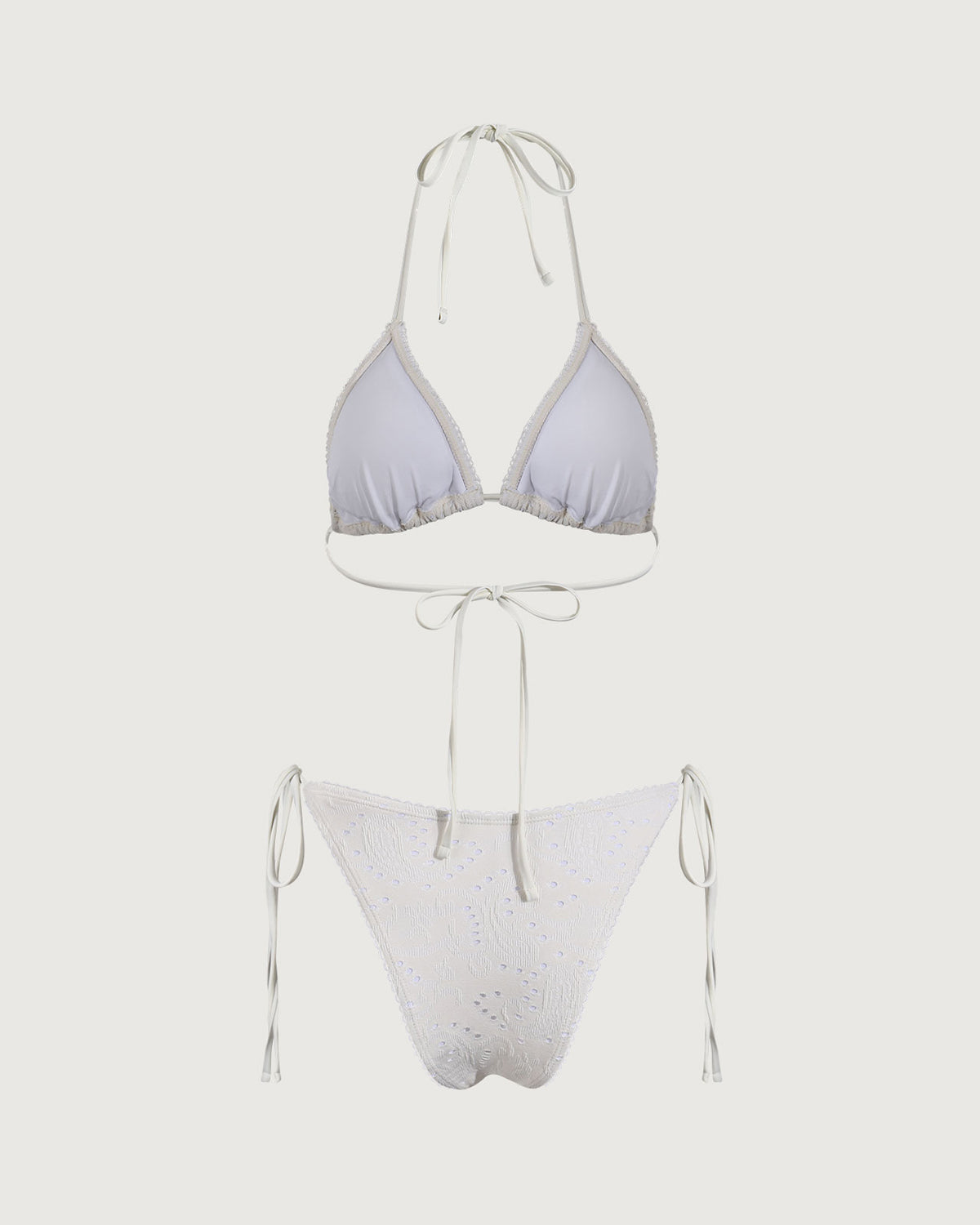 Sueña™ Beyaz Dokulu Üçgen Bikini Takımı