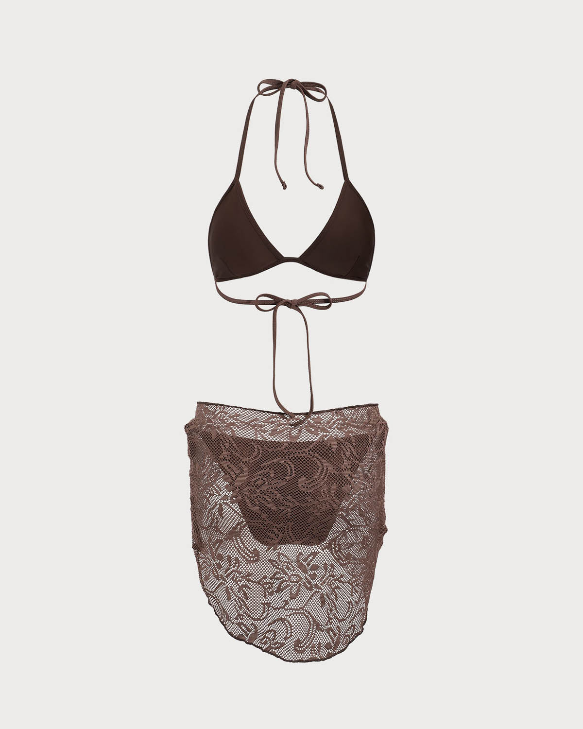 Sueña™ Kahverengi File Bikini Üçlü Takım