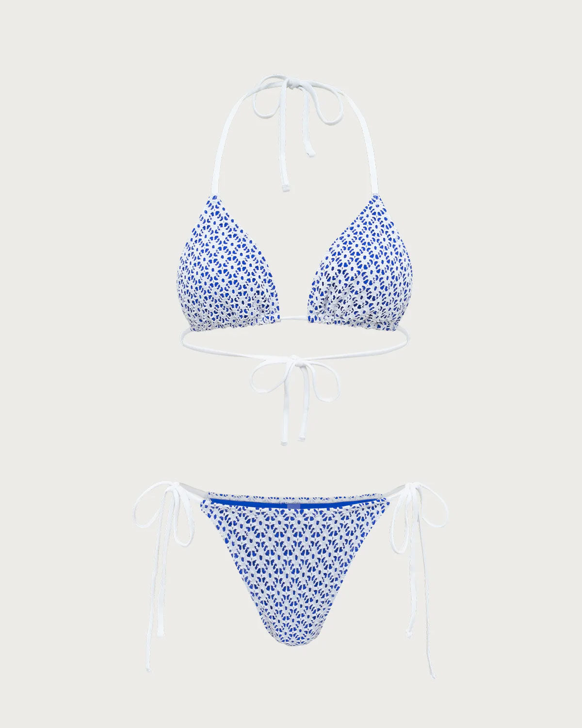 Sueña™ Mavi Geometrik Üçgen İpli Bikini Takımı