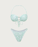 Sueña™ Yeşil Çiçekli O-Ringli Halter Bikini Seti