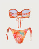 Sueña™ Turuncu Çiçekli Bandeau Bikini Seti