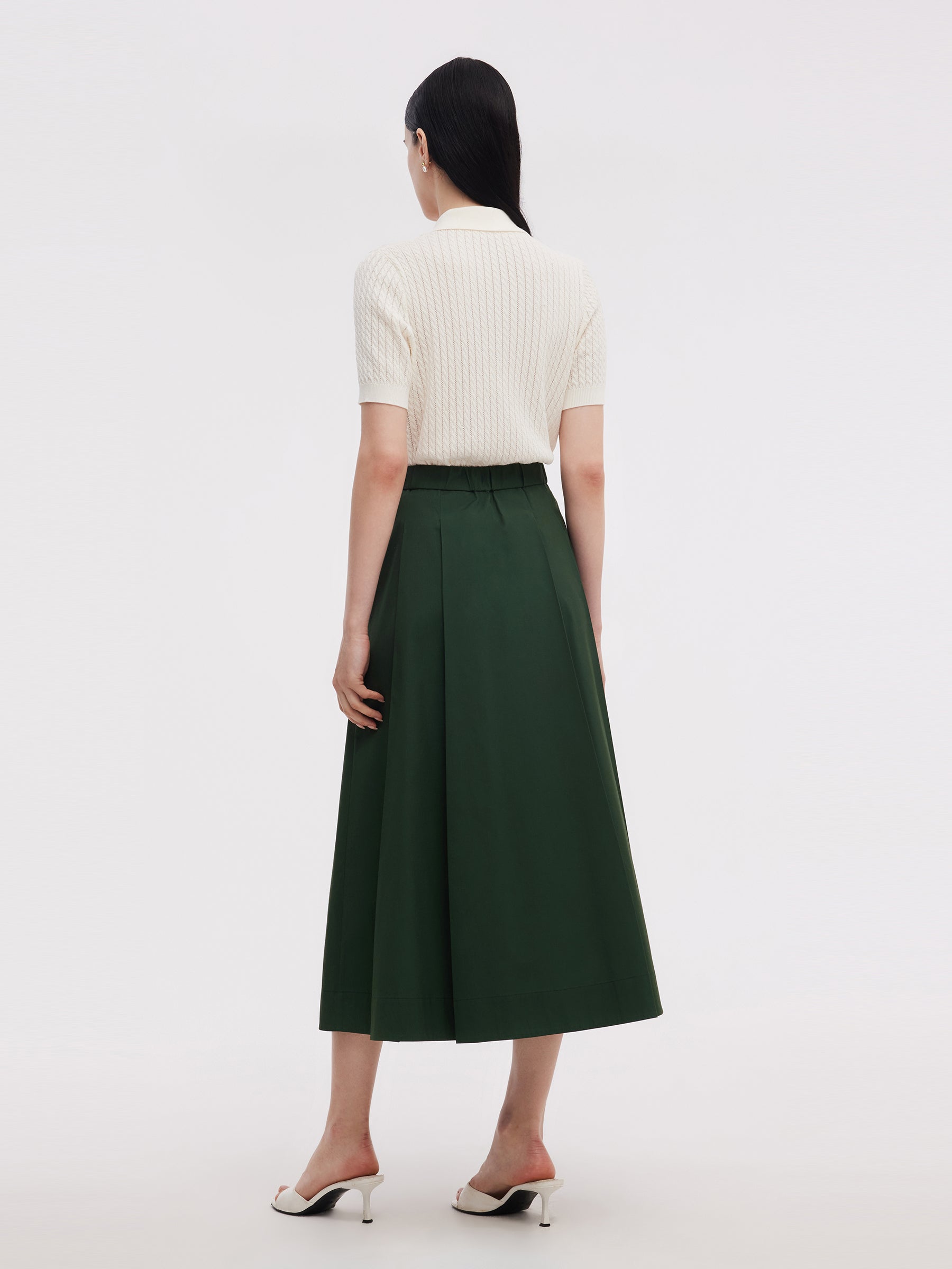 Tencel Karışımlı Ajurlu Kadın Örgü Polo Üst