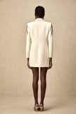Opulent Grace İşlemeli Krem Blazer Elbise
