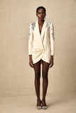 Opulent Grace İşlemeli Krem Blazer Elbise