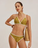 Sueña™ Yeşil Çiçekli Bağcıklı Üçgen Bikini Takımı